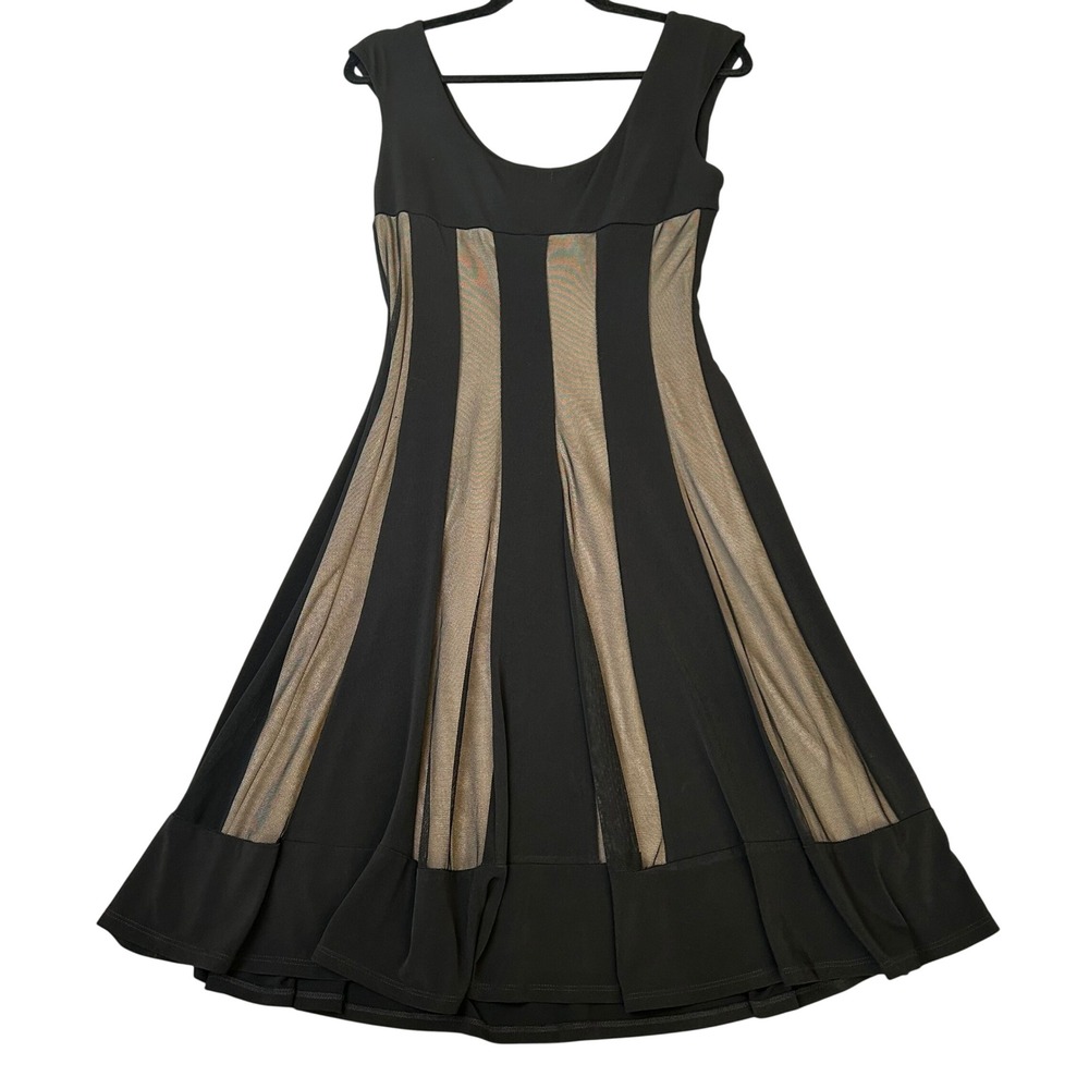 VTG Connected Apparel Dress Whimsigoth Mesh Panel Stripe Midi Y2K Goth Grunge 8